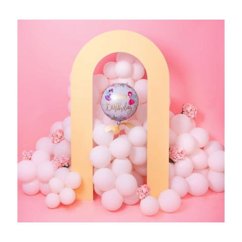 Figurine si Baloane 3D - Balon din Folie Metalizata, Flippy, Figurina Cerc, Model Happy Birthday cu Zane, Tematica Aniversare, 45 cm, Ambalaj Individual, Pai Inclus, Umflare cu Aer sau Heliu, Multicolor