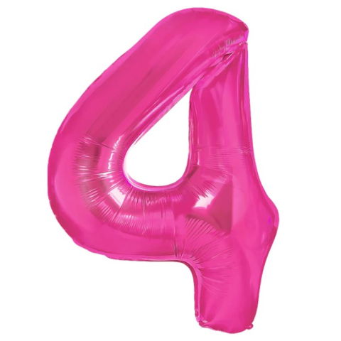 Cifre - Balon din Folie Metalizata, Flippy, Figurina Cifra, Model 4, Tema Aniversare 100 cm, Ambalaj Individual, Pai Inclus, Umflare cu Aer sau Heliu, Roz