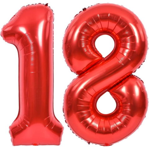 Cifre - Balon din Folie Metalizata Flippy, Figurina Cifra, Tema Aniversare 100 cm, Ambalaj Individual, Pai inclus, Umflare cu Aer sau Heliu, Rosu, Cifra 8