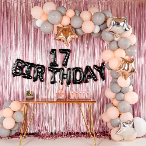 Cifre - Balon din Folie Metalizata Flippy, Figurina Cifra, Tema Aniversare 40 cm, Ambalaj Individual, Pai inclus, Umflare cu Aer sau Heliu, Negru, Cifra 7