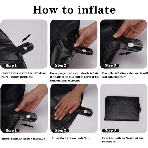 Cifre - Balon din Folie Metalizata, Flippy, Figurina Cifra, Tema Aniversare 80 cm, Ambalaj Individual, Pai inclus, Umflare cu Aer sau Heliu, Negru, Cifra 6