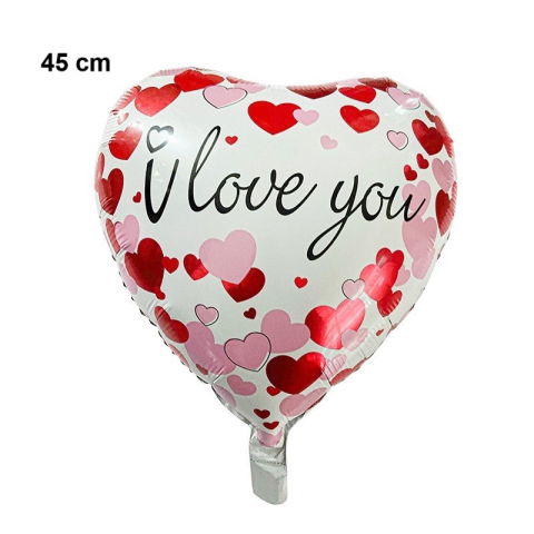 Figurine si Baloane 3D - Balon din Folie Metalizata, Flippy, Figurina Inimioara, Model I LOVE YOU, Tematica Iubire, 45 cm, Ambalaj Individual, Pai Inclus, Umflare cu Aer sau Heliu, Rosu
