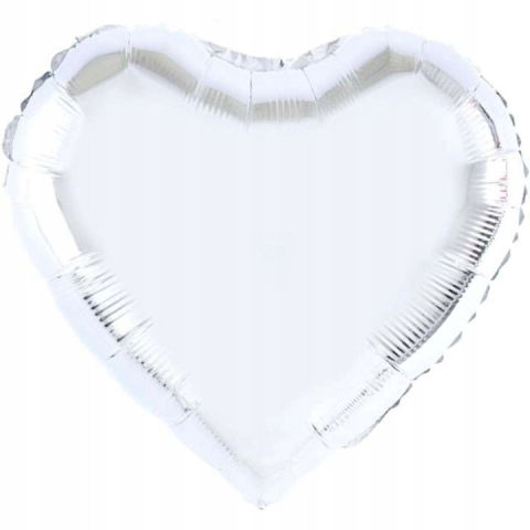 Figurine si Baloane 3D - Balon din Folie Metalizata, Flippy, Figurina Inimioara, Model Simplu, Tematica Iubire, 40 cm, Ambalaj Individual, Pai Inclus, Umflare cu Aer sau Heliu, Argintiu