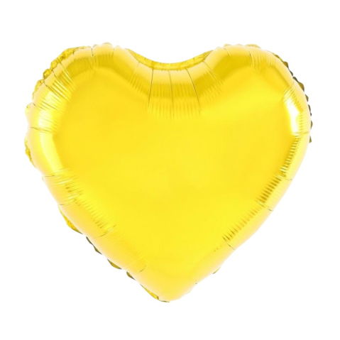 Figurine si Baloane 3D - Balon din Folie Metalizata, Flippy, Figurina Inimioara, Model Simplu, Tematica Iubire, 40 cm, Ambalaj Individual, Pai Inclus, Umflare cu Aer sau Heliu, Auriu