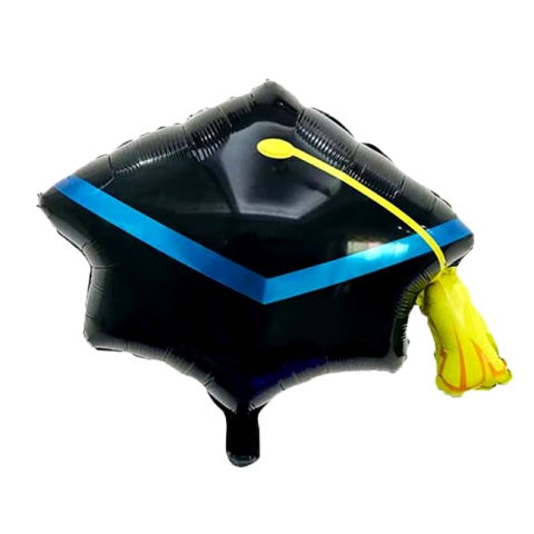 Baloane si Accesorii Absolvire - Balon din Folie Metalizata, Flippy, Figurina, Model Toca Congrats Grad, Tematica Absolvire, 56x70 cm, Ambalaj Individual, Pai Inclus, Umflare cu Aer sau Heliu, Negru-Albastru
