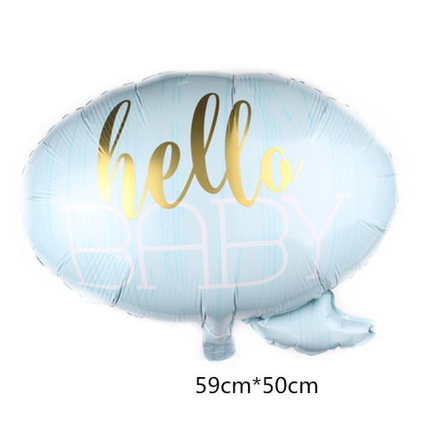 Tematica Fata/Baiat - Balon din Folie Metalizata, Flippy, Figurina Norisor, Tema Hello Baby , 59x50 cm, Ambalaj Individual, Pai Inclus, Umflare cu Aer sau Heliu, Albastru