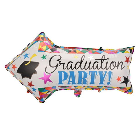 Baloane si Accesorii Absolvire - Balon din Folie Metalizata, Flippy, Figurina Sageata, Tema Absolvire, 82x50 cm, Ambalaj Individual, Pai Inclus, Umflare cu Aer sau Heliu, Multicolor