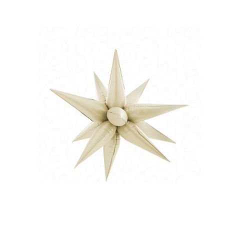 Figurine si Baloane 3D - Balon din Folie Metalizata, Flippy, Figurina Stea 3D, 66 cm, Ambalaj Individual, Pai inclus, Umflare cu Aer sau Heliu, Crem