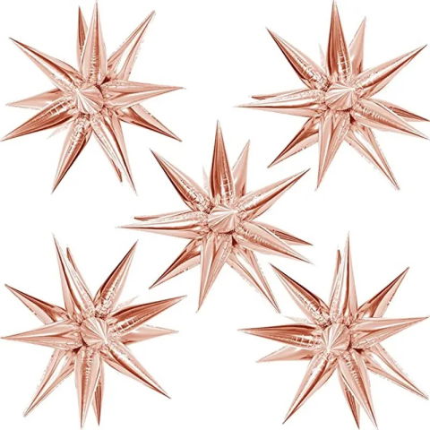 Figurine si Baloane 3D - Balon din Folie Metalizata, Flippy, Figurina Stea 3D, 66 cm, Ambalaj Individual, Pai inclus, Umflare cu Aer sau Heliu, Roz