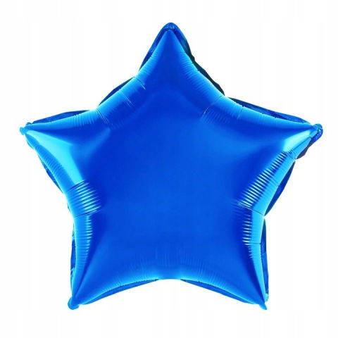 Figurine si Baloane 3D - Balon din Folie Metalizata, Flippy, Figurina Stea, Model Simplu, Tematica Aniversare, 40 cm, Ambalaj Individual, Pai Inclus, Umflare cu Aer sau Heliu, Albastru