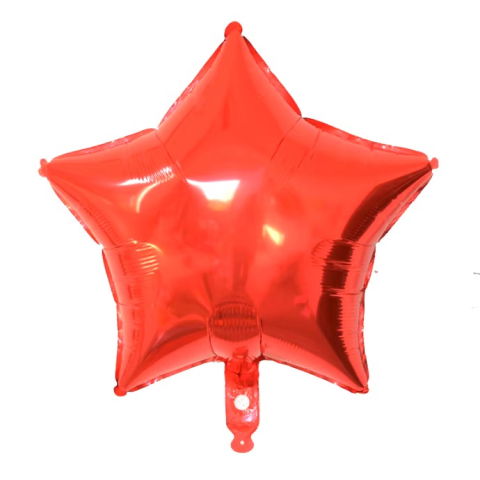 Figurine si Baloane 3D - Balon din Folie Metalizata, Flippy, Figurina Stea, Model Simplu, Tematica Aniversare, 40 cm, Ambalaj Individual, Pai Inclus, Umflare cu Aer sau Heliu, Rosu