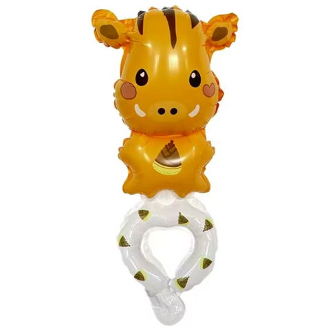 Baloane Tip Bratara - Balon din Folie Metalizata, Flippy, Figurine Animalute, Tip Bratara, Model Mistret, Ambalaj Individual, Pai Inclus, Umflare cu Aer sau Heliu, Portocaliu