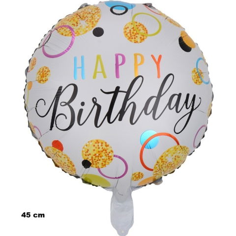 Figurine si Baloane 3D - Balon din Folie Metalizata, Flippy, Figurine, Model 6, Happy Birthday, Tematica Aniversare, 45 cm, Ambalaj Individual, Pai Inclus, Umflare cu Aer sau Heliu, Multicolor