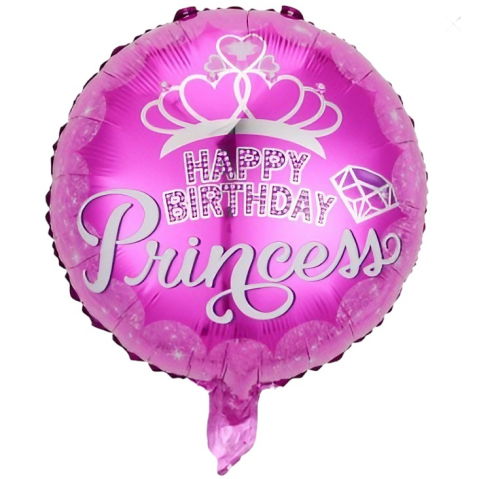 Figurine si Baloane 3D - Balon din Folie Metalizata, Flippy, Figurine, Model Princess, Happy Birthday, Tematica Aniversare, 45 cm, Ambalaj Individual, Pai Inclus, Umflare cu Aer sau Heliu, Multicolor