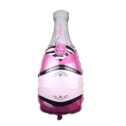 Figurine si Baloane 3D - Balon din Folie Metalizata, Flippy, Figurine, Model Sticla de Sampanie, 49x100 cm, Ambalaj Individual, Pai Inclus, Umflare cu Aer sau Heliu, Mov