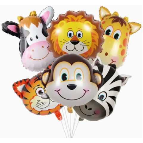 Figurine si Baloane 3D - Balon din Folie Metalizata, Flippy, Mini Figurine Animalute, Model Zebra, Tematica Aniversare, 25x45 cm, Ambalaj Individual, Pai Inclus, Umflare cu Aer sau Heliu, Multicolor