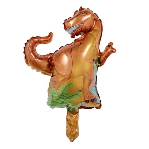 Figurine si Baloane 3D - Balon din Folie Metalizata, Flippy, Mini Figurine Dinozauri, Model T-Rex, Tematica Aniversare, 48x34 cm, Ambalaj Individual, Pai Inclus, Umflare cu Aer sau Heliu, Multicolor