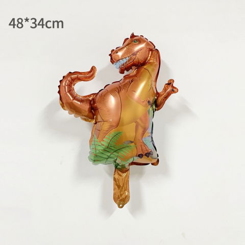 Figurine si Baloane 3D - Balon din Folie Metalizata, Flippy, Mini Figurine Dinozauri, Model T-Rex, Tematica Aniversare, 48x34 cm, Ambalaj Individual, Pai Inclus, Umflare cu Aer sau Heliu, Multicolor