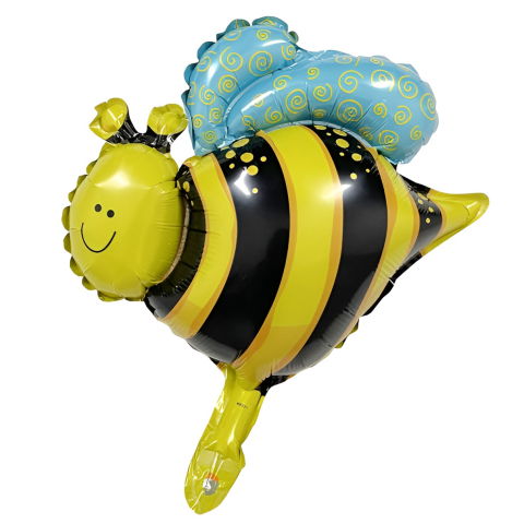Figurine si Baloane 3D - Balon din Folie Metalizata, Flippy, Mini Figurine, Model Albinuță, 36x42cm, Ambalaj Individual, Pai Inclus, Umflare cu Aer sau Heliu, Multicolor