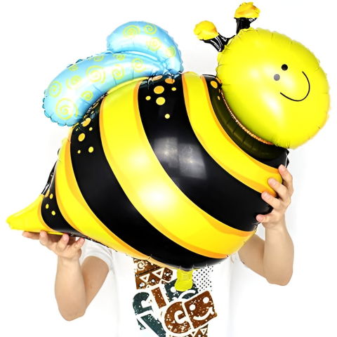 Figurine si Baloane 3D - Balon din Folie Metalizata, Flippy, Mini Figurine, Model Albinuță, 36x42cm, Ambalaj Individual, Pai Inclus, Umflare cu Aer sau Heliu, Multicolor