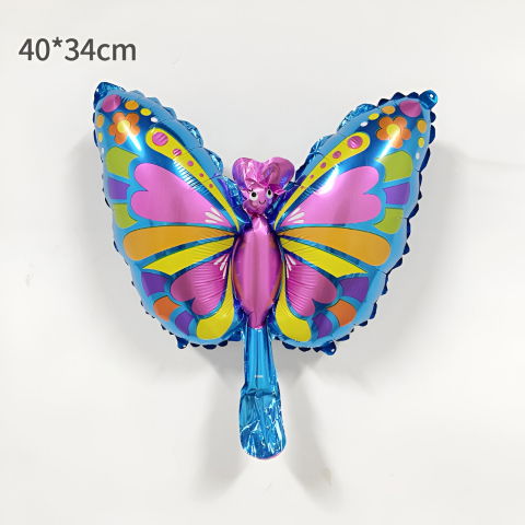 Figurine si Baloane 3D - Balon din Folie Metalizata Flippy, Mini Figurine, Model Fluturaș, 40x34cm, Ambalaj Individual, Pai Inclus, Umflare cu Aer si Heliu, Multicolor