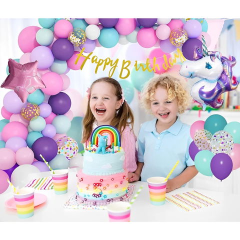 Figurine si Baloane 3D - Balon din Folie Metalizata, Flippy, Mini Figurine, Model Unicorn, Tematica Aniversare, 115x76 cm, Ambalaj Individual, Pai Inclus, Umflare cu Aer sau Heliu, Multicolor