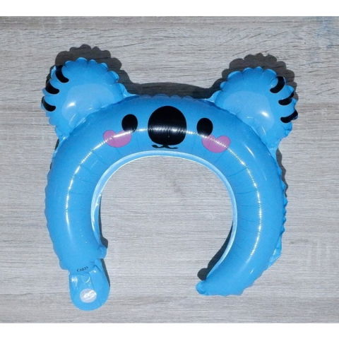 Baloane Coronita - Balon din Folie Metalizata, Flippy, Tip Coronita cu Urechi, Model Koala, Ambalaj Individual, Pai Inclus, Umflare cu Aer sau Heliu, 26.5 x 28 cm, Albastru