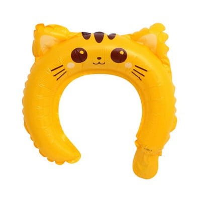 Baloane Coronita - Balon din Folie Metalizata, Flippy, Tip Coronita cu Urechi, Model Pisicuta, Ambalaj Individual, Pai Inclus, Umflare cu Aer sau Heliu, 24 x 29.5 cm, Galben