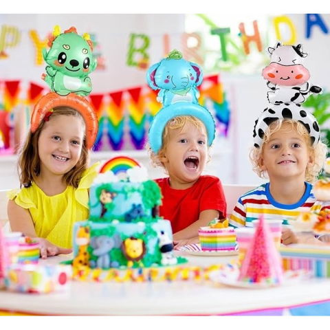 Baloane Coronita - Balon din Folie Metalizata, Flippy, Tip Coronita, Model Elefant, Ambalaj Individual, Pai Inclus, Umflare cu Aer sau Heliu, 47 x 27 cm, Albastru