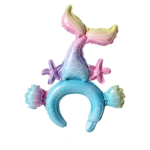 Baloane Coronita - Balon din Folie Metalizata, Flippy, Tip Coronita, Model Sirena, Ambalaj Individual, Pai Inclus, Umflare cu Aer sau Heliu, 43 x 50 cm, Multicolor