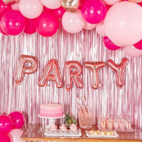 Litere - Balon Folie Metalizata Litera A, Flippy, 40 cm, Umflati cu Heliu sau Aer, Ambalaj Individual, Pai inclus, Rose Gold