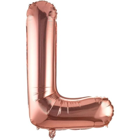 Litere - Balon Folie Metalizata Litera L, Flippy, 80 cm, Umflati cu Heliu sau Aer, Ambalaj Individual, Pai inclus, Rose Gold