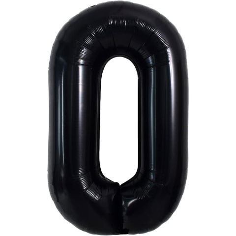 Litere - Balon Folie Metalizata Litera O, Flippy, 40 cm, Umflati cu Heliu sau Aer, Ambalaj Individual, Pai inclus, Negru