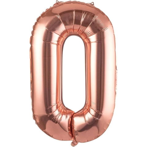 Litere - Balon Folie Metalizata Litera O, Flippy, 80 cm, Umflati cu Heliu sau Aer, Ambalaj Individual, Pai inclus, Rose Gold