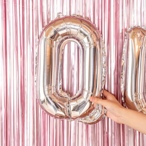 Litere - Balon Folie Metalizata Litera Q, Flippy, 80 cm, Umflati cu Heliu sau Aer, Ambalaj Individual, Pai inclus, Argintiu