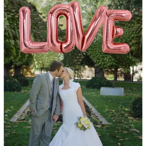 Litere - Balon Folie Metalizata Litera V, Flippy, 80 cm, Umflati cu Heliu sau Aer, Ambalaj Individual, Pai inclus, Rose Gold