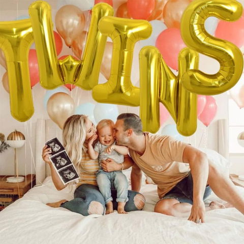 Litere - Balon Folie Metalizata Litera W, Flippy, 40 cm, Umflati cu Heliu sau Aer, Ambalaj Individual, Pai inclus, Auriu