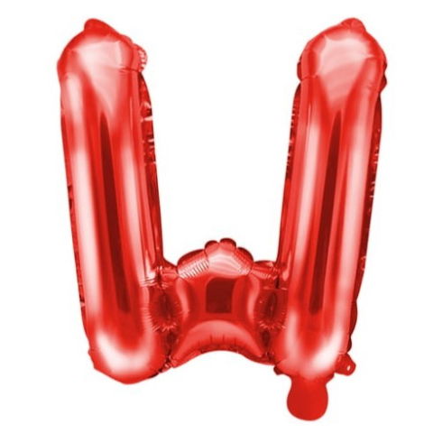 Litere - Balon Folie Metalizata Litera W, Flippy, 40 cm, Umflati cu Heliu sau Aer, Ambalaj Individual, Pai inclus, Rosu
