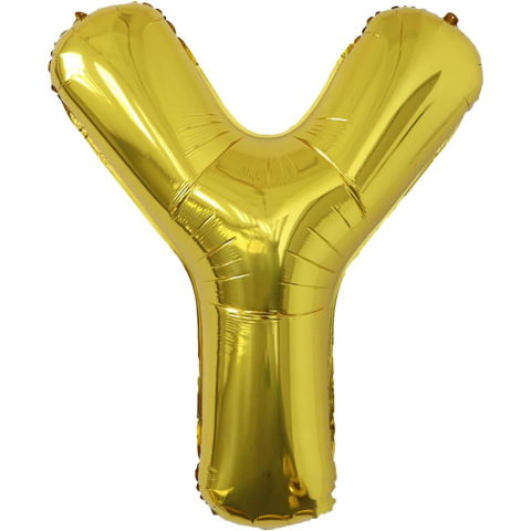 Petrecere - Balon Folie Metalizata Litera Y, Flippy, 80 cm, Umflati cu Heliu sau Aer, Ambalaj Individual, Pai inclus, Auriu