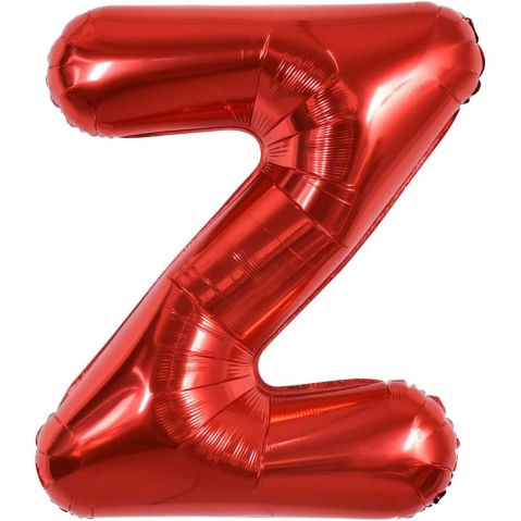 Litere - Balon Folie Metalizata Litera Z, Flippy, 40 cm, Umflati cu Heliu sau Aer, Ambalaj Individual, Pai inclus, Rosu