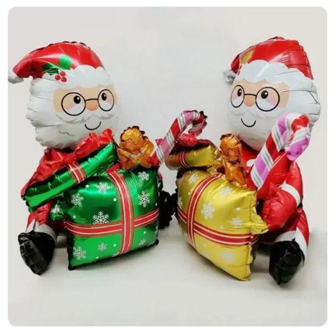 Baloane Folie - Balon Mos Craciun cu Cadou, Flippy, din Folie de Aluminiu, 102x83cm, Multicolor