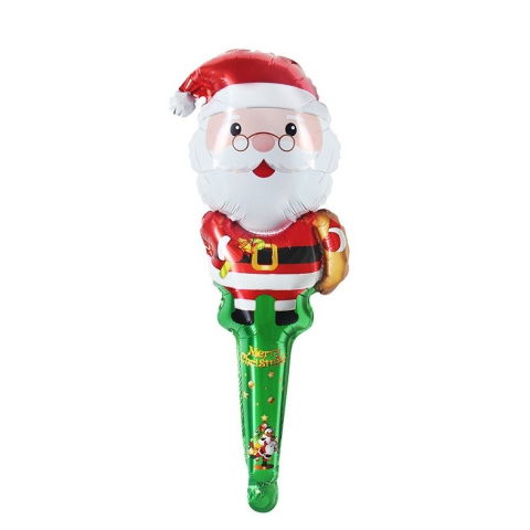 Baloane Folie - Balon Mos Craciun, Flippy, din Folie de Aluminiu, de Mana, Tema Craciun, 27 x 80 cm, Multicolor