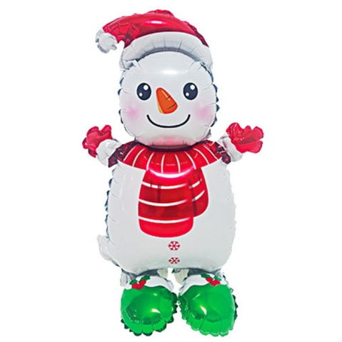 Baloane Folie - Balon Om de Zapada, Flippy, din Folie de Aluminiu, Tema Craciun, 31.5 x 60.5 cm, Alb/Verde/Rosu