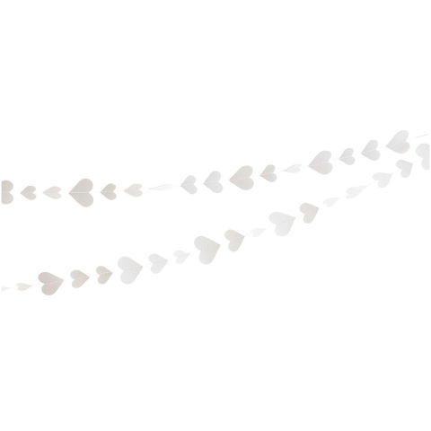 Petrecere - Banner cu Inimioare, Flippy, Tip Franjuri, 4 m, Rola de Ata Inclusa, Alb