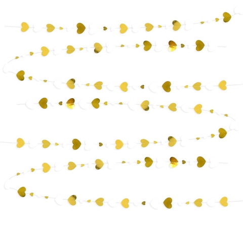 Petrecere - Banner cu Inimioare, Flippy, Tip Franjuri, 4 m, Rola de Ata Inclusa, Auriu/Alb