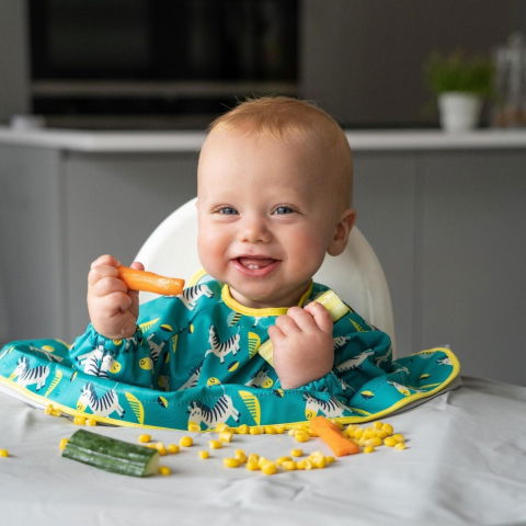 Accesorii hranire - Baveta cu maneci lungi - Zebre vesele