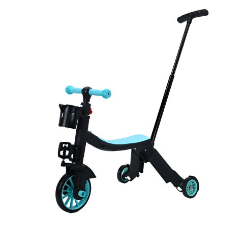 Import - Bicicleta 8 in 1, Flippy, Transformabila, Multifunctionala, Reglare Inaltime, cu Maner de Impingere Detasabil, Tricicleta, Trotineta, 3 Roti, Pedale, Cosulet, 3-6 Ani, Albastru