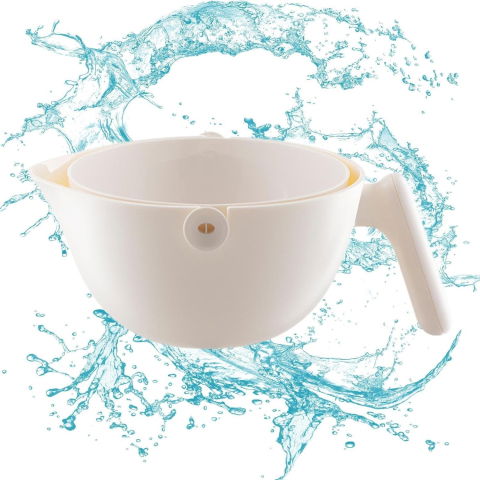 50 - 100 LEI - Bol cu Doua Straturi, Flippy, pentru Fructe, Legume, cu Cos de Scurgere a Apei, 2L, din ABS+PP, 29.9 x 22.5 x 11.8 cm, Alb