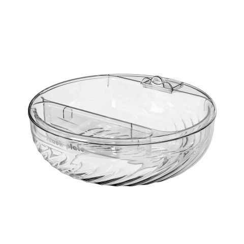 Veselă pentru Masă - Bol cu Doua Straturi, Flippy, pentru Fructe, Legume, Snacks, cu Strat de Scurgere a Apei, Suport pentru Telefonul Mobil, 22.4x9 cm, Transparent