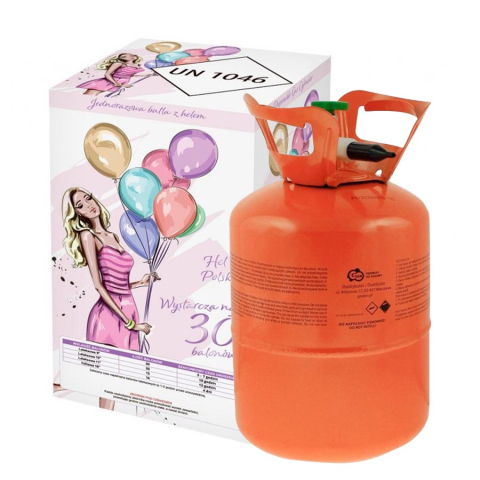 Accesorii Petrecere - Butelie Heliu de Unica Folosinta, Flippy, Butelie pentru 30 Baloane Latex, ideala pentru Petreceri si Evenimente, 0.20 m3, 24 x 24 x 42 cm, Rosu